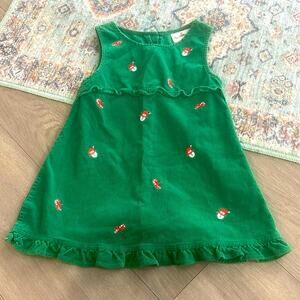 Vintage Rare Edition size 5 Green Corduroy santa claws Embroidery girls dress